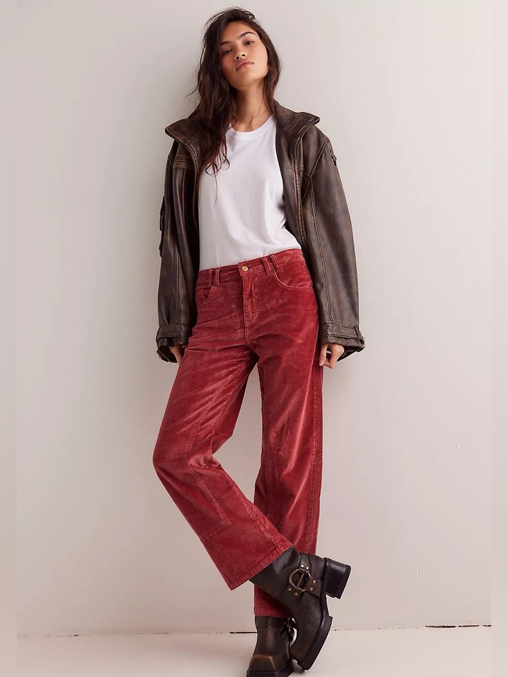 Free People Risk Taker High Rise Straight Corduroy Jeans Size 25